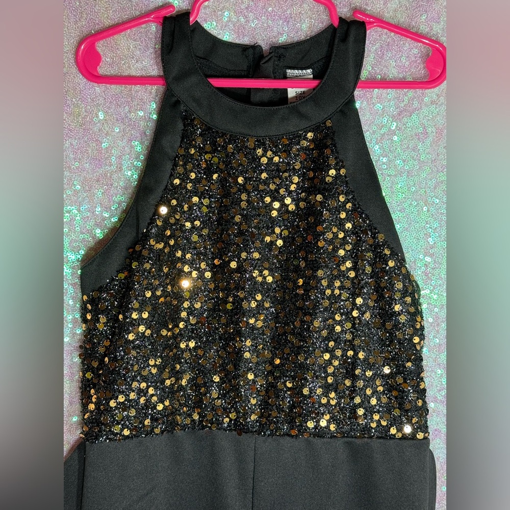 Black Sleeveless sequin Jumpsuit girls size 10